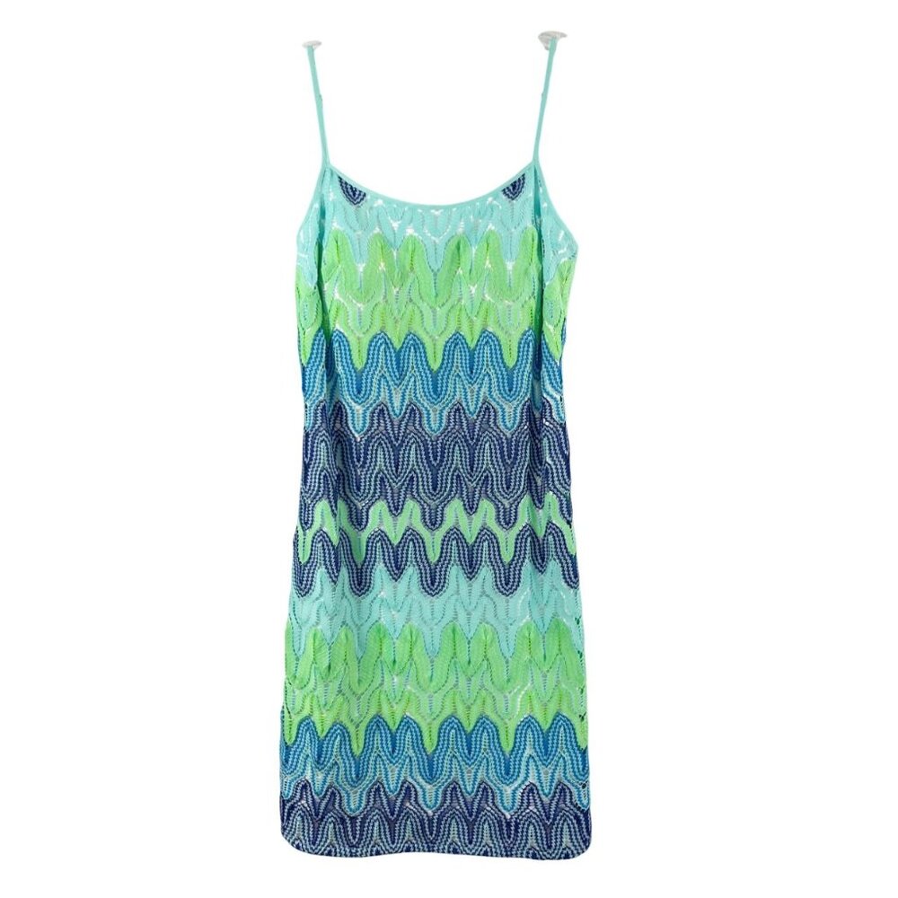 Lilly Pulitzer Avalon Chevron Lace Shift Dress‎ Camisole Blue Green SMALL